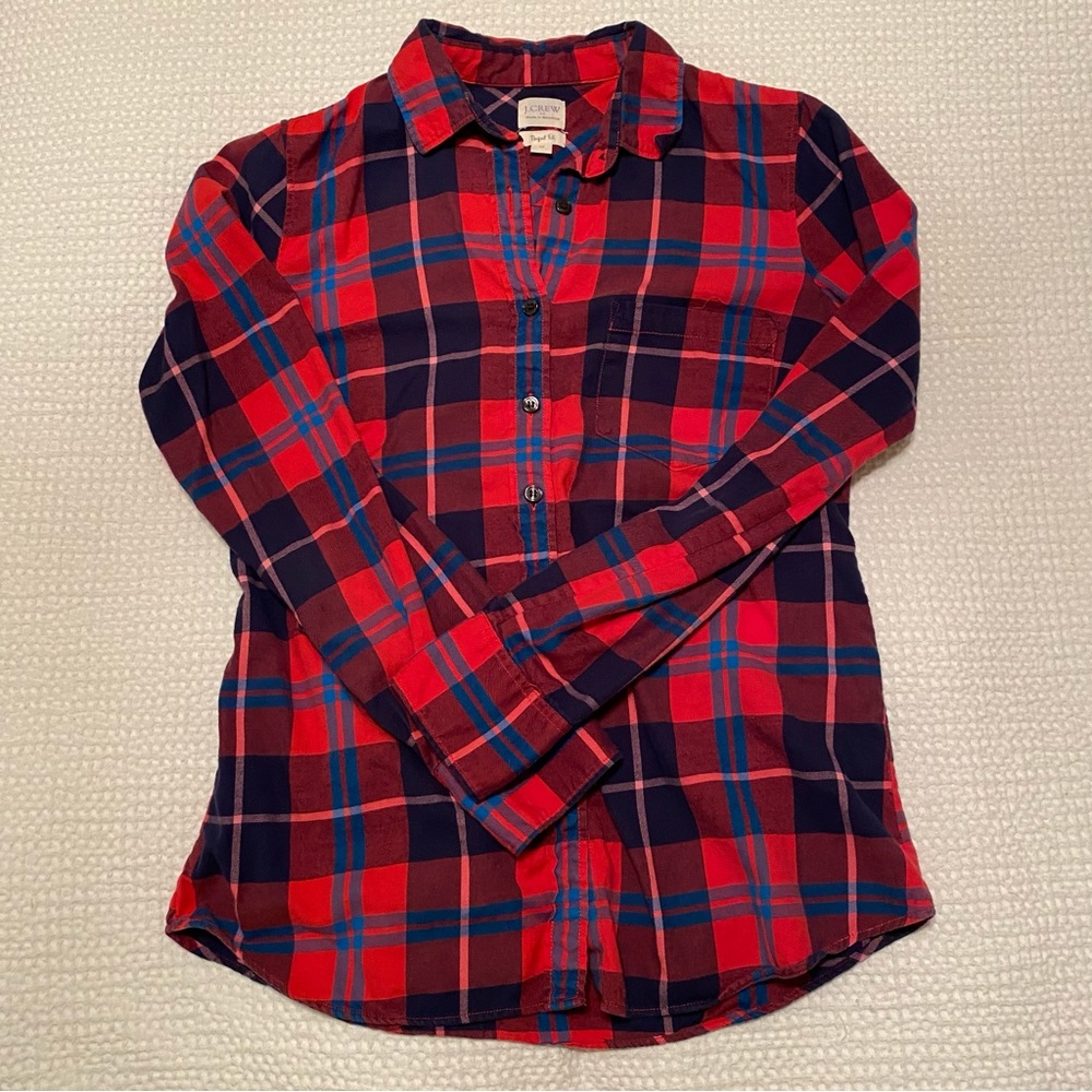 J. Crew | red and blue plaid button down - Picture 2 of 4